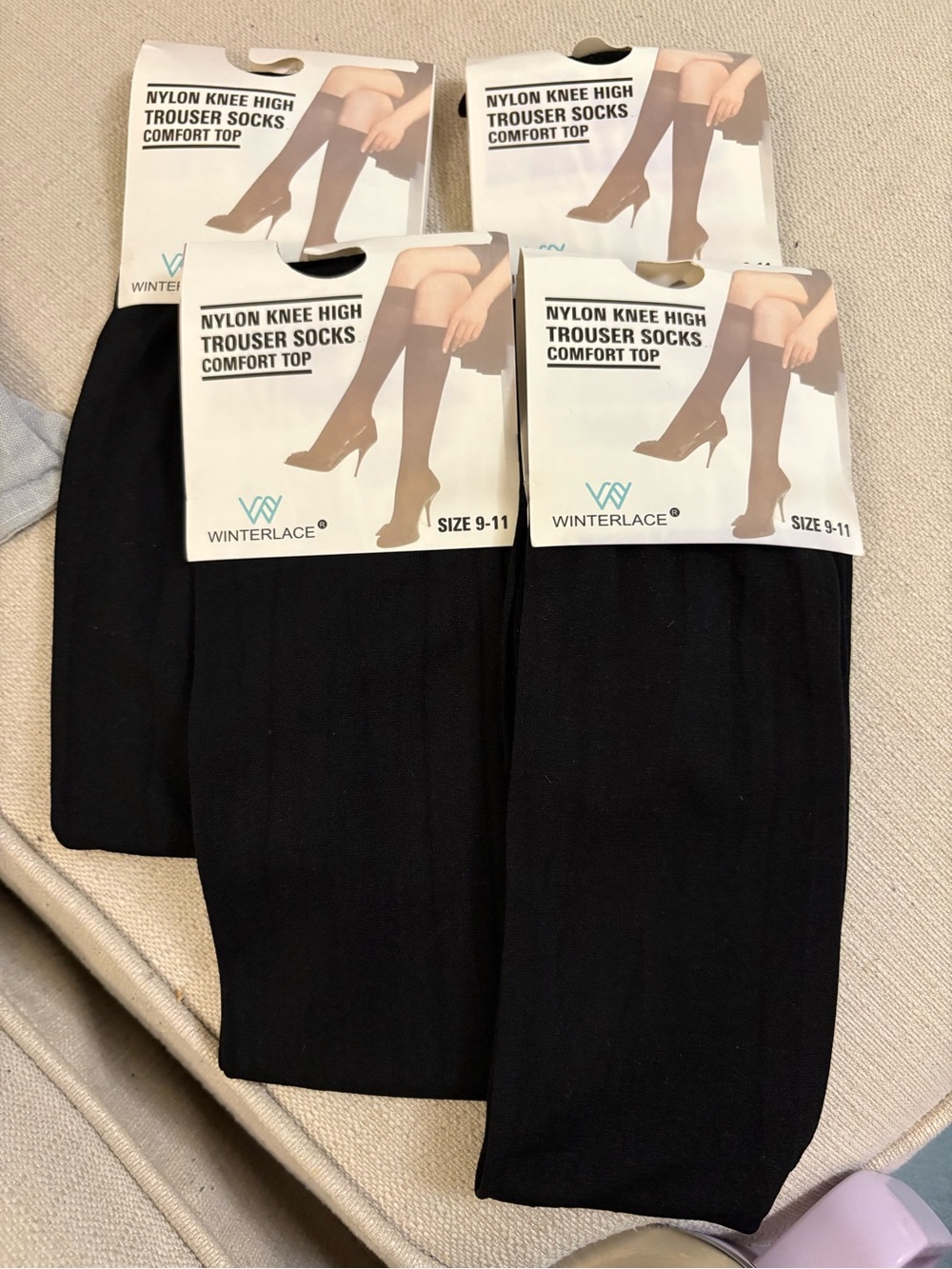Women's Nylon Knee High Trouser Socks - Black (Size 9-11)